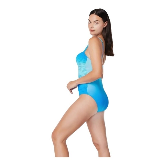 Bleu Rod Beattie Coast To Coast Shirred Front Bandeau One-Piece in Surf Bleu NWT - Picture 3 of 6